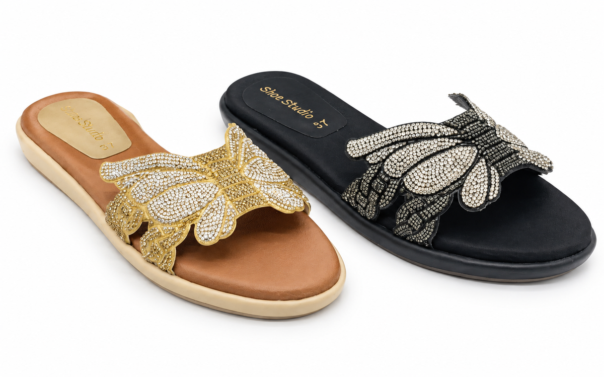 Royal Butterfly Wedge Mules