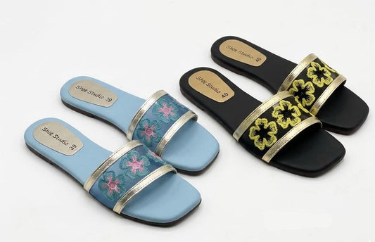 Net Embroidery Flowers Slipper