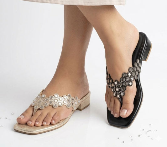 Flower Bunch Block Heel