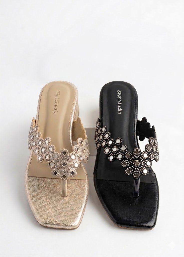 Flower Bunch Block Heel